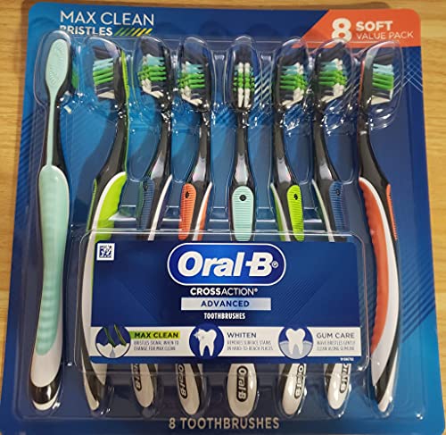 Photo 1 of Lot of 8 Oral B CrossAction Advanced Soft Toothbrushes W Maxi Clean Bristless