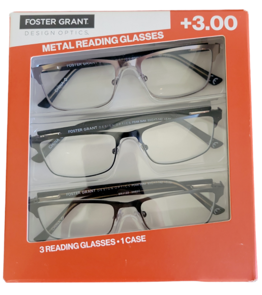 Photo 1 of Design Optics Foster Grant Metal Reading Glasses 3 Pk +3.00 Full Frame