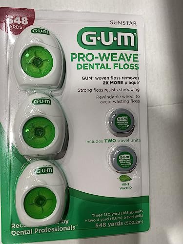 Photo 1 of Gum Pro Weave Dental Floss Woven Floss Removes 2X More Plaque Shedding Resisit 3 Pack Plus 2 Travel Units