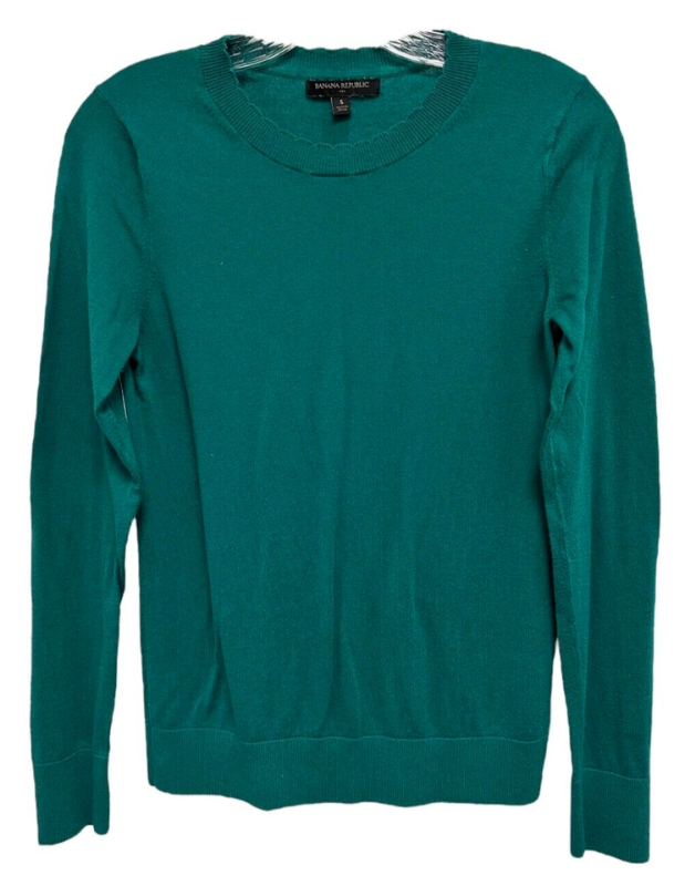 Photo 1 of SIZE S- Banana Republic Women's Crew Neck Lightweight Sweater Long Sleeve Green