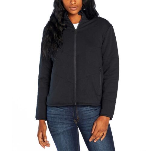 Photo 1 of SIZE S - THREE DOTS Ladies Modern Full Zip Quilted Heather Knit Jacket Black 