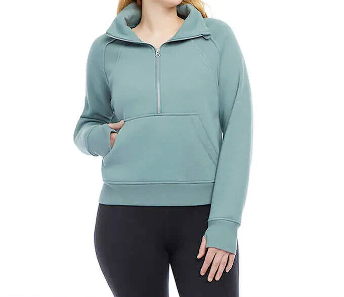 Photo 1 of SIZE M - Danskin Mixed Rib Half Zip Jacket Women's Small Tidewater Teal Sweatshirt