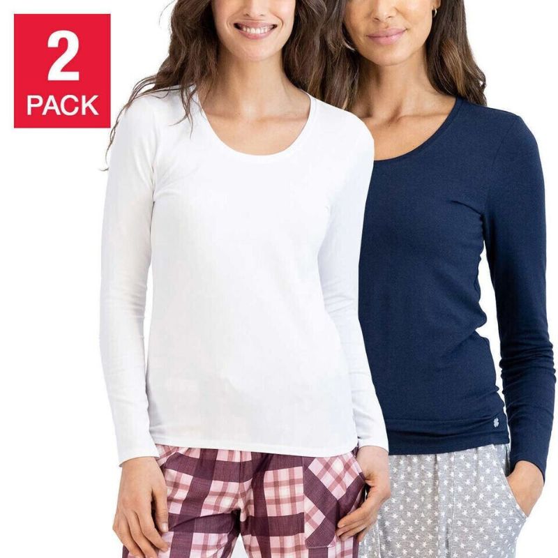 Photo 1 of SIZE S - Lucky Brand Ladies' Long Sleeve, 2-pack WHITE/NAVY