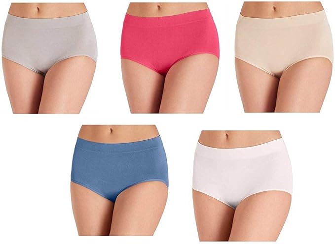 Photo 1 of SIZE S - Carole Hochman Women's Underwear Silky Soft Seamless Full Coverage Modern Brief Panties 5 Pack Multipack Regular & Plus Sizes