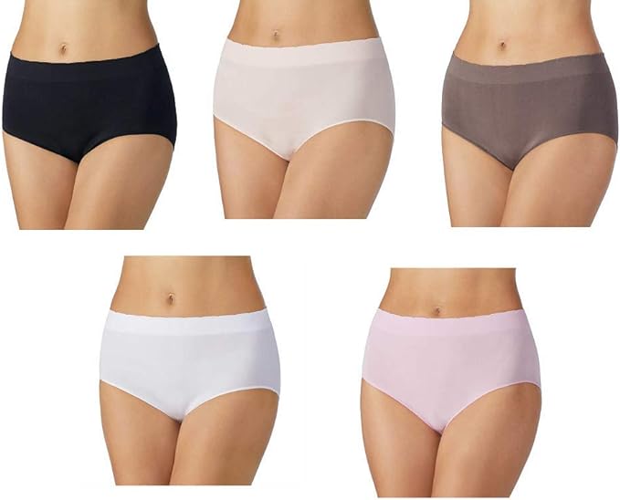 Photo 1 of SIZE L - Carole Hochman Women's Underwear Silky Soft Seamless Full Coverage Modern Brief Panties 5 Pack Multipack Regular & Plus Sizes