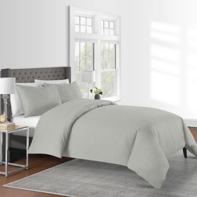 Photo 1 of SIZE FULL / QUEEN 625 Thread Count 3-Piece Duvet Set, Queen - Silver-Tone Herringbone