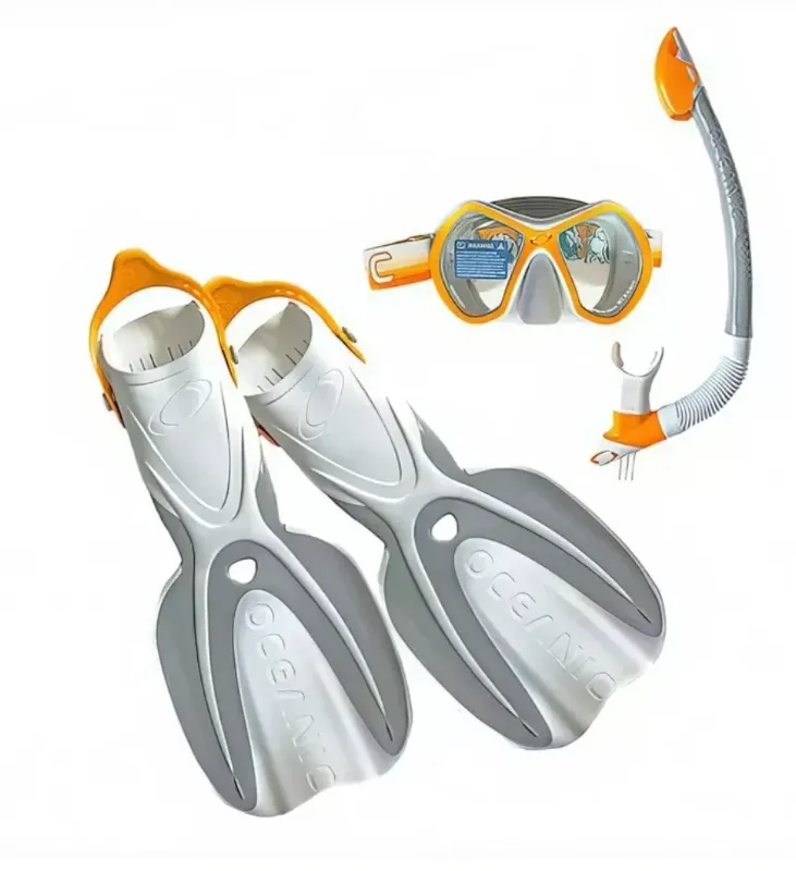 Photo 1 of Oceanic Adult Snorkeling Set / Kit includes an oversized two lens mask for better upper and lower visibility, hypoallergenic and variable geometry fitted liquid silicone skirt, and comfort ski strap with integrated no hassle snorkel keeper. Oceanic propri