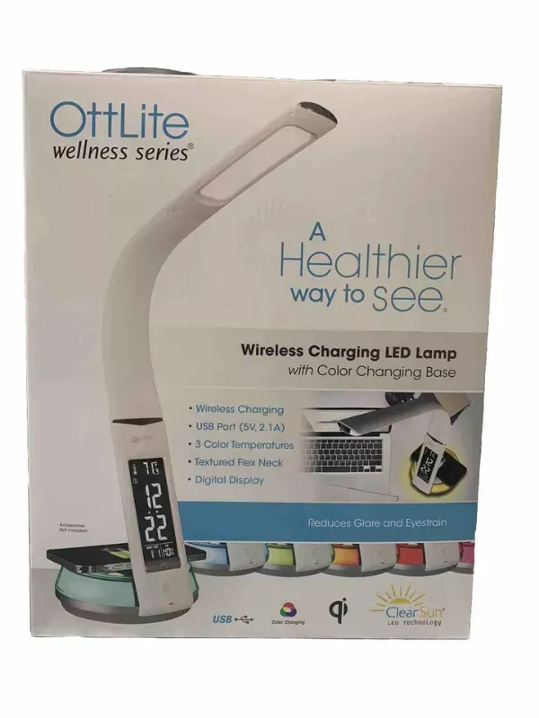 Photo 2 of Ottlite Wellness Series Wireless Charging Lamp - White & Silver