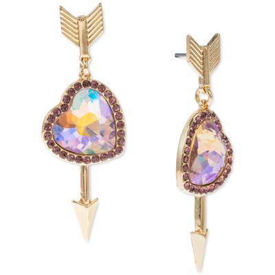 Photo 1 of INC Gold-Tone Arrow & Crystal Heart Halo Drop Earrings, Created for Macy's - Pink