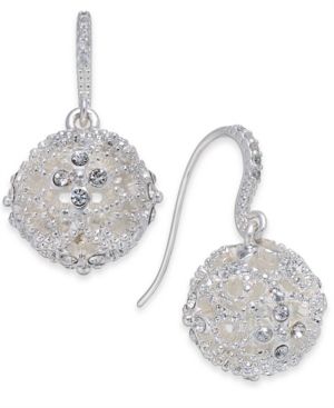 Photo 1 of Charter Club Silver-Tone Crystal Filigree Ball Drop Earrings, Created for Macy's