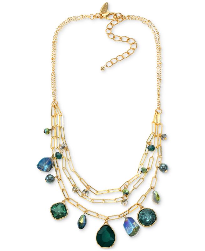 Photo 1 of Style & Co Color Mixed Stone & Bead Multi-Row Necklace, 17 + 3 Extender, Created for Macy's - Gold