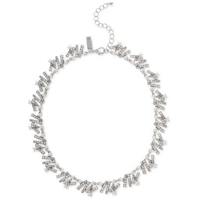 Photo 1 of INC Silver-Tone Pave & Imitation Pearl Stick All-Around Collar Necklace, 17 + 3 Extender, Created for Macy's - Crystal