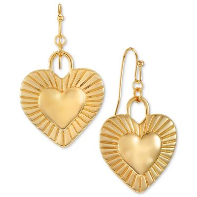 Photo 1 of Style & Co Gold-Tone Textured Frame Heart Drop Earrings, Created for Macy's - Gold