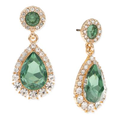 Photo 1 of Charter Club Gold-Tone Pave & Color Stone Pear-Shape Halo Drop Earrings, Created for Macy's - Green