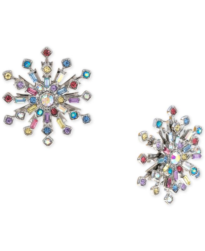 Photo 1 of Holiday Lane Silver-Tone Crystal Multicolor Snowflake Stud Earrings, Created for Macy's - Multi