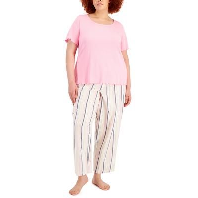 Photo 1 of SIZE 1X - Jenni Plus Size Cotton Pajama Pants, Created for Macy's - Multistripes