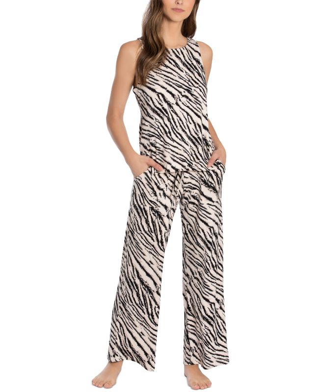 Photo 1 of Linea Donatella Zebra-Print Knit Tank Top & Pants Pajama Set