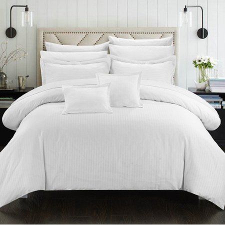 Photo 1 of FULL / QUEEN SIZE - Chic Home Khaya Comforter Set Collection White. 7 Pieces. 1 Comforter, 2 shams, 2 pillow cases, 2 decoration pillow