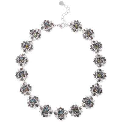 Photo 1 of Charter Club Silver-Tone Crystal & Imitation Pearl Cluster All-Around Statement Necklace, 17 + 2 Extender, Created for Macy's - Purple