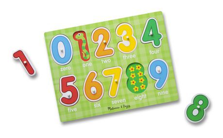 Photo 1 of Melissa & Doug Wooden Lift & See 1-2-3 Numbers Peg Puzzle 10 Pcs