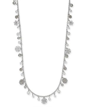 Photo 1 of Holiday Lane Silver-Tone Pave & Imitation Pearl Snowflake 36 Strand Necklace