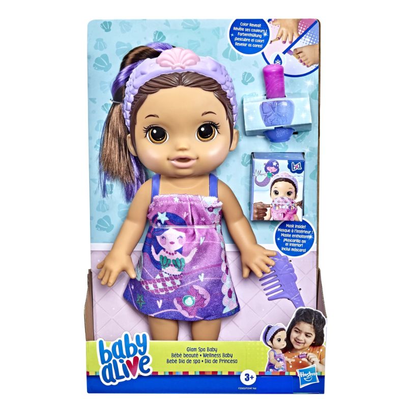 Photo 2 of Baby Alive Glam Spa Baby Doll, Mermaid, Color Reveal Nails and Makeup, Kids 3 and Up