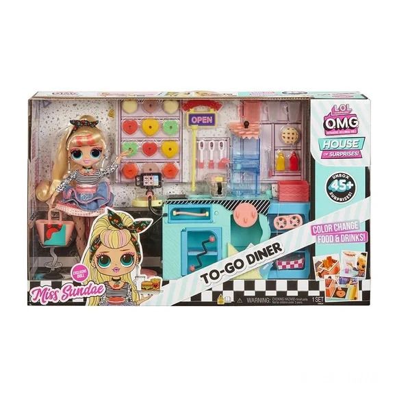 Photo 1 of L.O.L. Surprise! OMG to-Go Diner Playset with 45+ Surprises- Miss Sundae Exclusive Fashion Doll with Color Change Features Including Accessories, Holiday Toy , Great Gift for Kids Ages 4 5 6+ Years