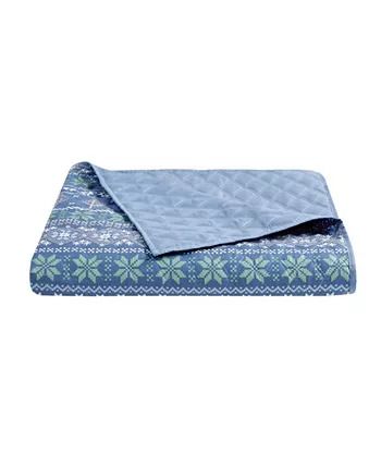 Photo 3 of FULL/QUEEN Martha Stewart Collection Blue Sweater Quilt Bag Set - 4 PC QUILT SET- INCLUDES QUILT- 2 STANDARD SHAMS AND TOTE BAG