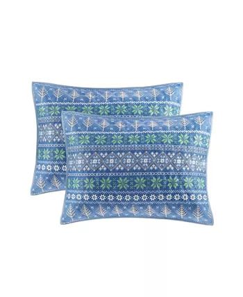 Photo 2 of FULL/QUEEN Martha Stewart Collection Blue Sweater Quilt Bag Set - 4 PC QUILT SET- INCLUDES QUILT- 2 STANDARD SHAMS AND TOTE BAG