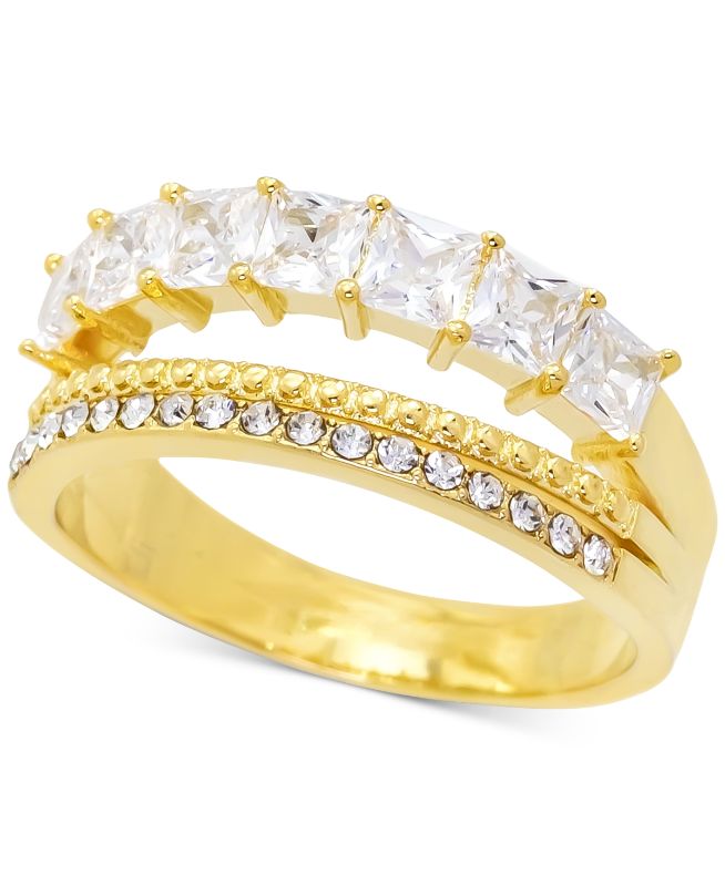 Photo 1 of SIZE 10 Charter Club Gold -Tone Mixed Crystal Triple-Row Ring