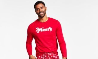 Photo 1 of SIZE XLT Matching Men's Merry Snowflake Mix It Family Pajama TOP