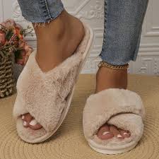 Photo 2 of SIZE XL (11-12) Women's Faux-Fur Solid Crossband Slippers, 