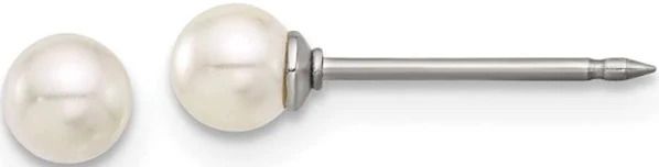 Photo 1 of Inverness Sterile Piercing Earrings, 4MM Cream Crystal Pearl14K WG140CB-M