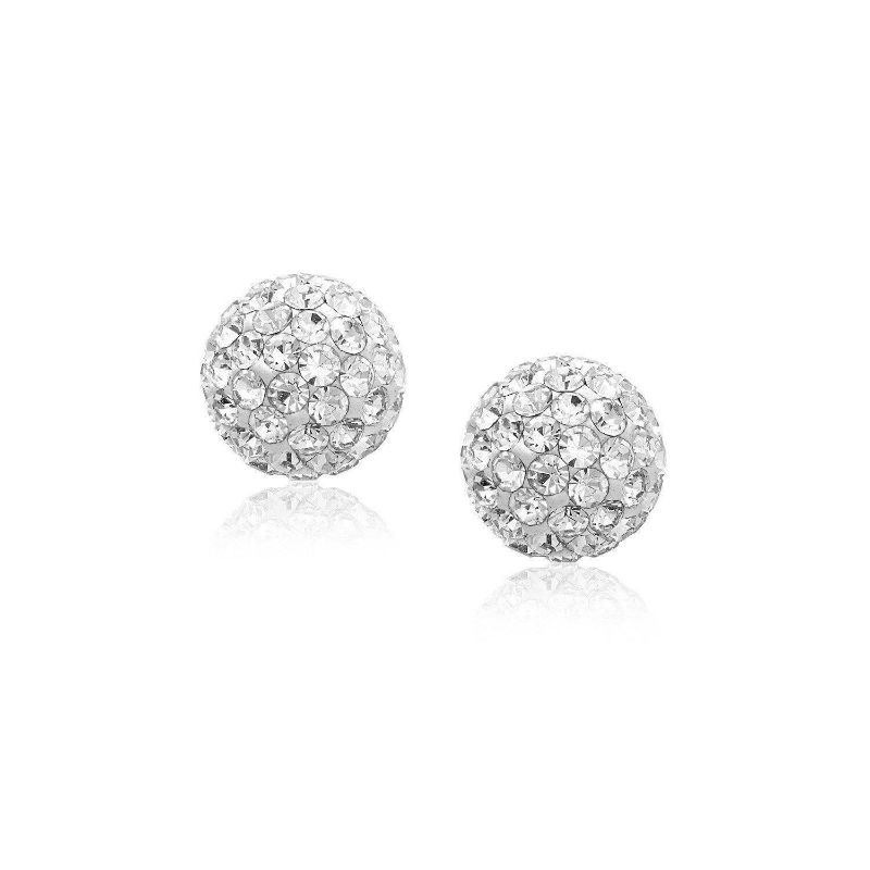 Photo 1 of Inverness 14K Yellow Gold 4mm Clear Crystal Pave Ball Piercing Earrings 584C-M