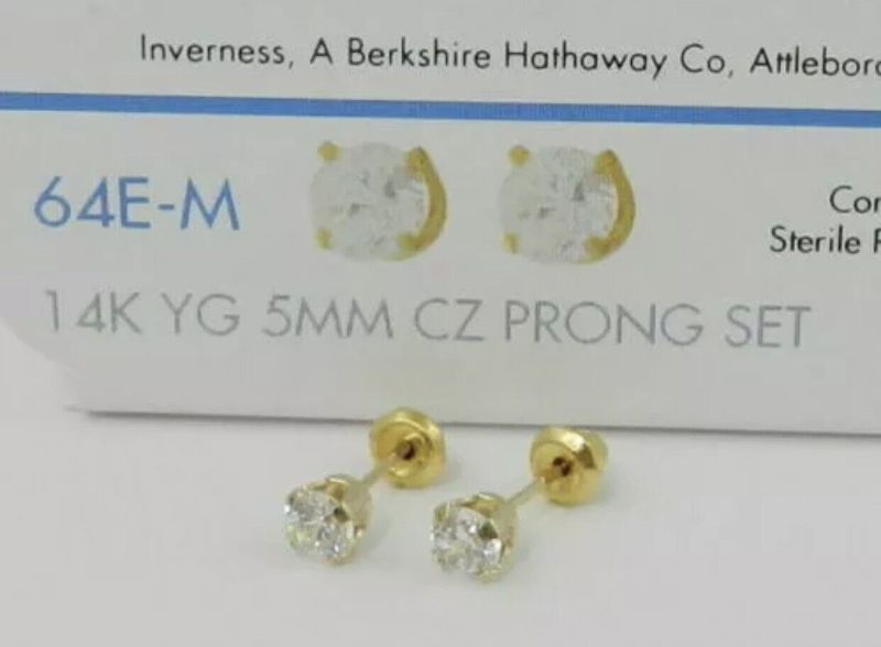 Photo 1 of Inverness 14K Yellow Gold 3mm Clear Cubic Zirconia Stud Earrings 7E-M