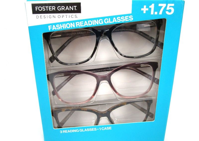 Photo 2 of Foster Grant +1.75 Fashion Reading Glasses 3-Pack UVA-UVB Lens Protection