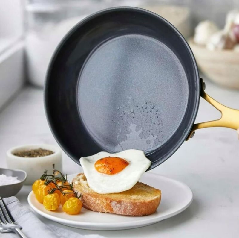 Photo 1 of GreenPan Reserve Hard Anodized Healthy Ceramic Nonstick, 8" 10" and 12" 3 Piece Frying Pan Skillet Set Color Pack (Twilight Blue, Cream, Forest Green). GreenPan’s Thermolon healthy ceramic nonstick coating is free of PFAS, PFOA, lead, and cadmium, so it w