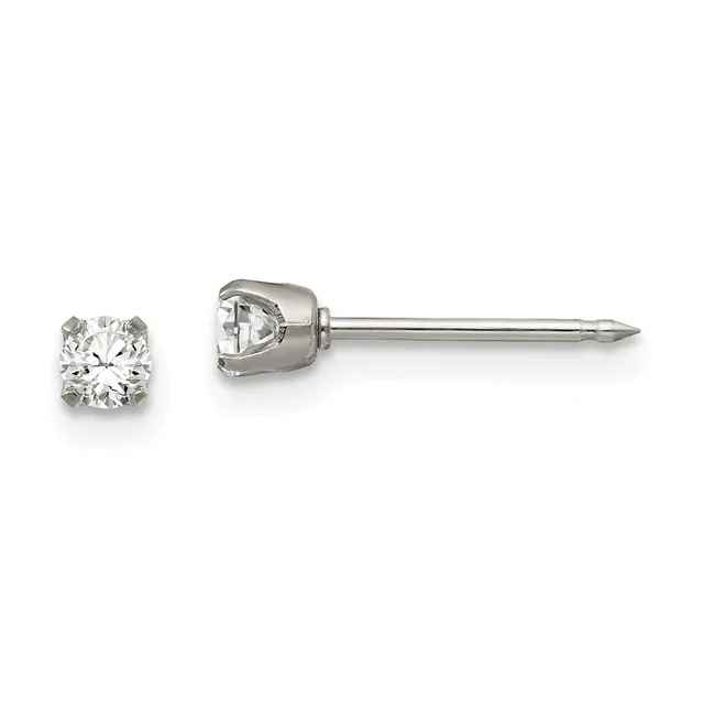 Photo 1 of Stainless Steel Inverness Polished 3mm CZ Post Earrings