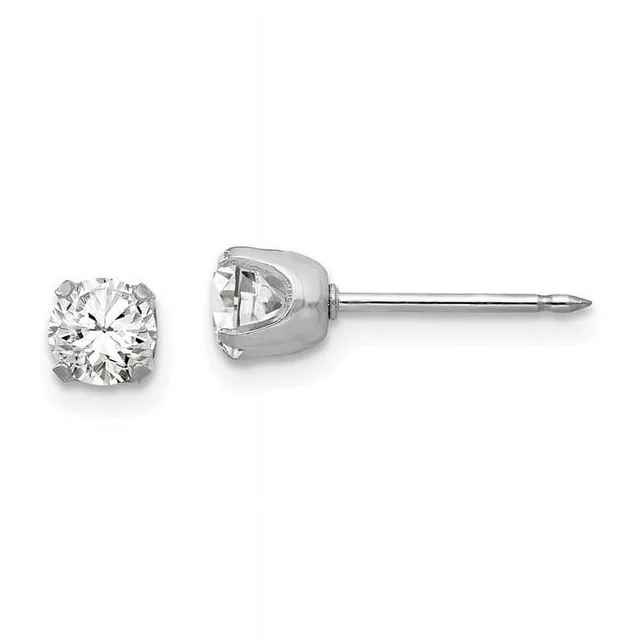 Photo 1 of Inverness 138E 14K White Gold 5 mm CZ Post Earrings
