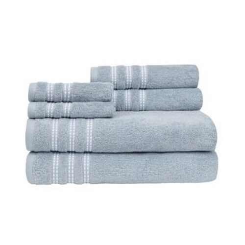 Photo 1 of Caro Home 6 Piece Blue 100% Cotton Towel Set