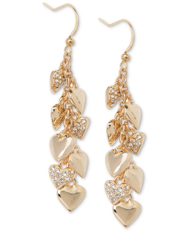 Photo 1 of Holiday Lane Gold-Tone Pave Shaky Heart Linear Drop Earrings,