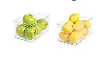 Photo 1 of Stackable Refrigerator Organizer Bins, 2 Pack Clear Kitchen Organizer 10x8x5