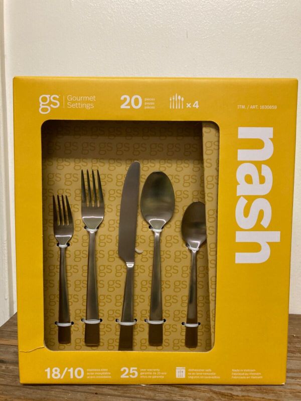 Photo 1 of Gourmet Settings 20-piece Nash Flatware Set 18/10 Stainless Steel / Dishwasher Safe