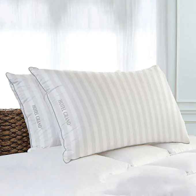 Photo 1 of Hotel Grand Feather & Down Pillow (1 pillow) Pillow Support: Medium. Core Filled With Natural Blend of Feathers and Down
500 Thread Count .Damask Stripe