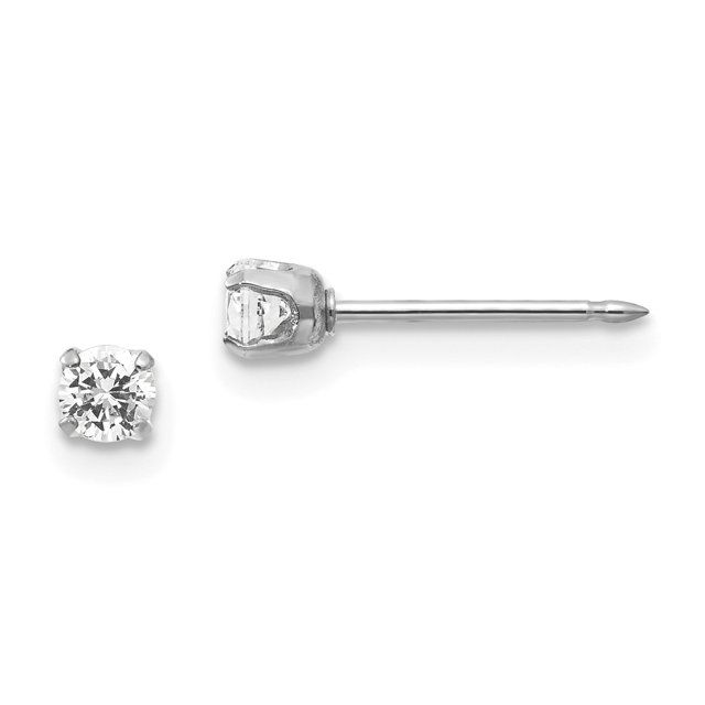 Photo 1 of Inverness Sterile Piercing Earrings 129EB-M 14k Wg 3MM CZ Prong