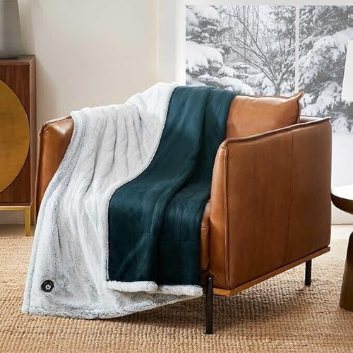 Photo 1 of Berkshire Life Heated Throw - 50 in X 60 in Electric Blanket - EZ Touch Button - 4 Heat Settings - Machine Washable - Extra Long Cord - Luxe Faux Fur