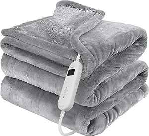 Photo 1 of Berkshire Life Heated Throw - 50 in X 60 in Electric Blanket - EZ Touch Button - 4 Heat Settings - Machine Washable - Extra Long Cord - Reversible