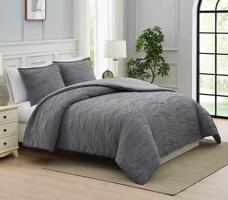 Photo 1 of QUEEN SIZE Berkshire Life Pleated Wave 3-Piece Comforter Set