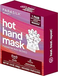 Photo 1 of Parasilk Beauty Hot Hand Mask– 1 Pair Self-Contained Paraffin Wax Gloves, Intensive Hydration. Infused with Vitamin E, Coconut, Argan, & Marula Oil