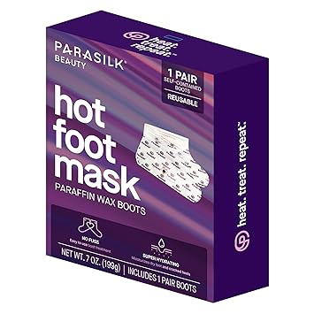 Photo 1 of Parasilk Beauty Hot Foot Mask – 1 Pair Self Contained Paraffin Wax Boots for Intensive Hydration. Infused with Coconut Oil, Argan Oil, Marula Oil, and Vitamin E. One Size Fits Most